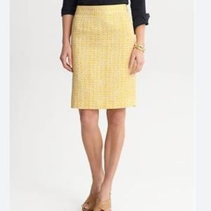 BANANA REPUBLIC Yellow Geometric Print Pencil Skirt